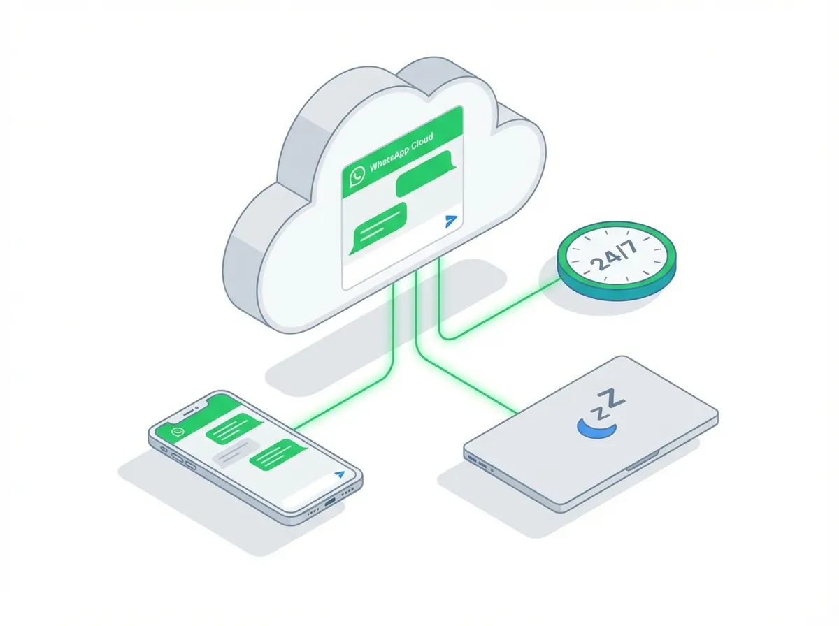 Dashboard SendBoss na nuvem conectado a WhatsApp, celular e relógio 24/7